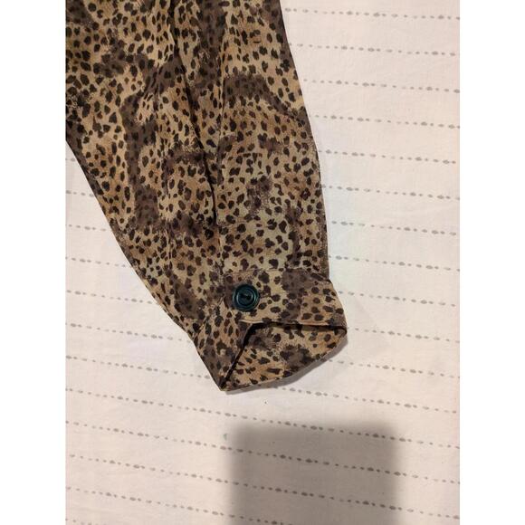 Vintage Burberrys Sheer Leopard Print Button-Up Shirt 100% Silk Womens Size 12 - Picture 12 of 14